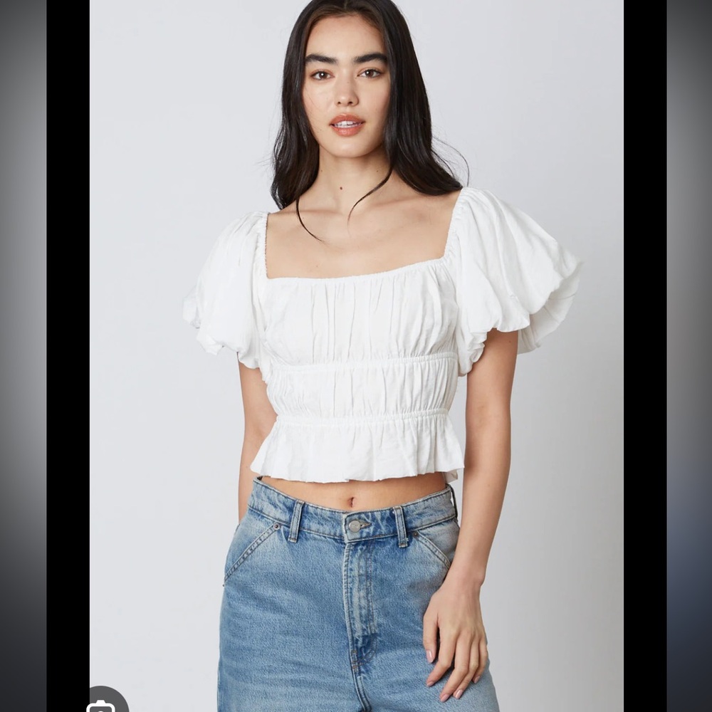 Cotton Candy LA smocked puff sleeve top
